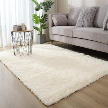 Alfombra Textil Jn.songs 120x160 cm – Color Beige Shaggy Lavable para Salón y Dormitorio