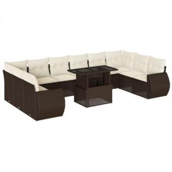 Kit de Décoration Extérieure VidaXL – 11 Coussins Marron à Résine Tressée