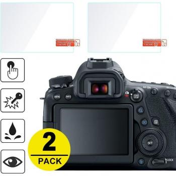 2-Pack Tempered Glass Protectors for Canon EOS 6D, 7D Mark II, 5D Mark IV, III, 5D4, 5D3, 5DS, 5DSR, 1Dx, 1Dc, 100D, 200D, 250D