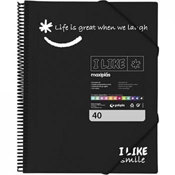 Carpeta I Like Smile 40 Fundas A4 Negro