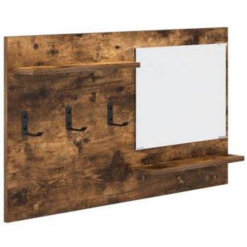 Perchero de pared con estante de madera roble ahumado 90 x 10 x 50 cm
