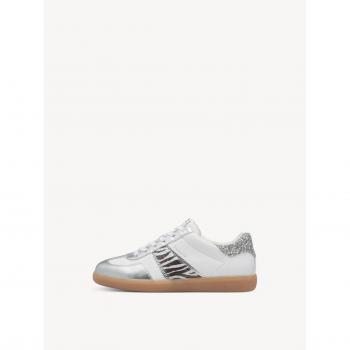 Tamaris Sneaker 37, Damen, Zebra‑Leder, Fersen-Glitter