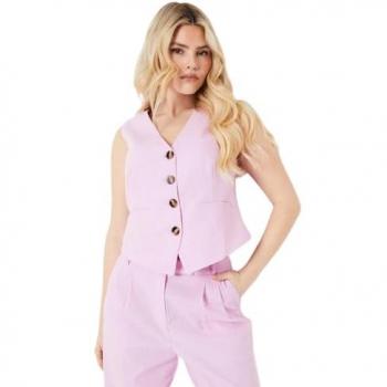 Blush Viscose Women's Button Detail Waistcoat