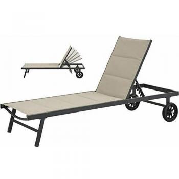 Lettino da Giardino Reclinabile in Alluminio e Textilene