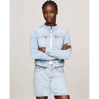 Biker Jacket Tommy Jeans Bleu Clair Délavé