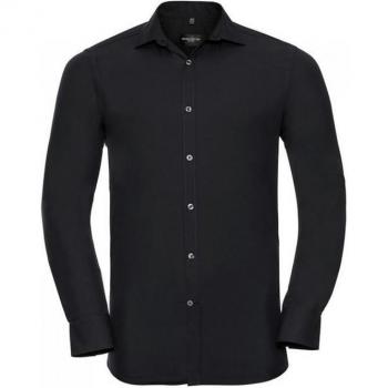 Russell Collection Herren Langarmhemd Ultimate Schwarz 4XL