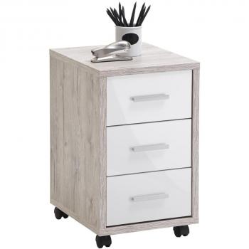 Schedario Mobile FMD Rovere Sabbia Bianco Lucido