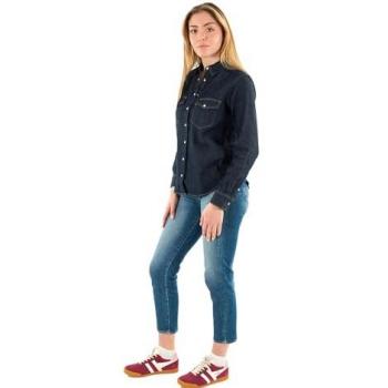 Levi's® Jeansbluse ESSENTIAL WESTERN – Damen XL, Indigo-Marine, mit Druckknöpfen und Brusttaschen