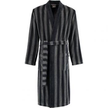 Cawö Kimono-Bademantel Herren 2612 – Streifenmuster, schwarz/weiß
