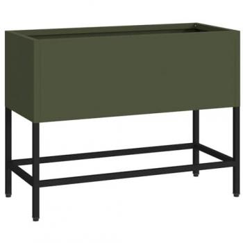 Pianterro da Giardino 60x26x45 cm Acciaio Verde Oliva
