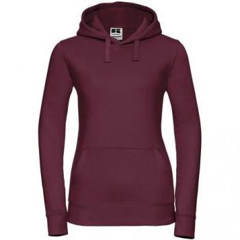 Felpa con cappuccio bordeaux da donna Russell Premium Autentica (tessuto a 3 strati)