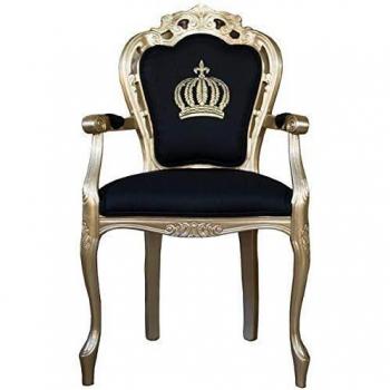 Casa Padrino Pompöös Barock Esszimmerstuhl Schwarz/Gold