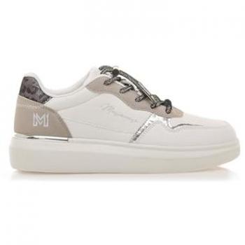 Zapatillas Deportivas de Mujer Mariamare 63556 con Piso Grueso, Cierre de Cordones, Puntera Redonda y Diseño Casual en Beige
