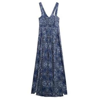 Long Dress Blue Print with Back Bow – Superdry Women's Edition