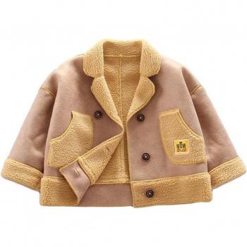 Manteau d'automne en fourrure pour garçons, veste de moto, jolie veste à revers pour enfants