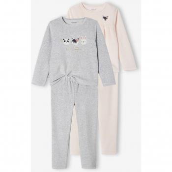 Pyjamas Fille Animaux en Velours Gris Doux