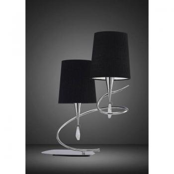 2 Light E14 Polished Chrome Table Lamp with Black Shades
