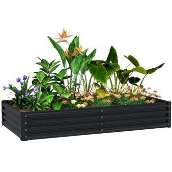 Jardinería Elevada en Acero con Fondo Abierto, 180x90x30 cm – Gris
