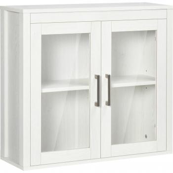 Armário de Banho com Prateleira 2 Portas Vidro 60x19,5x54cm