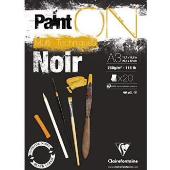 Clairefontaine Paint'On Noir Block A3 20 Sheets 250g