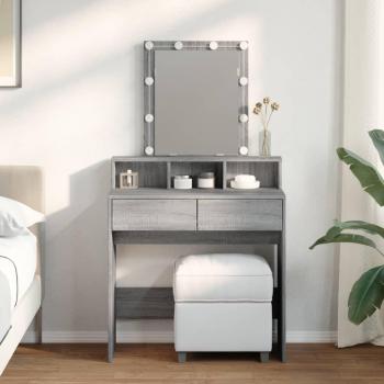 Grey Color Dressing Table with LED Lights by Sonoma, sold by vidaXL (size: 80x41x144.5 cm)