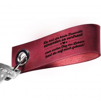 Schlüsselanhänger aus echtem Bordeaux-Leder mit Gravur – SchenkYOU®