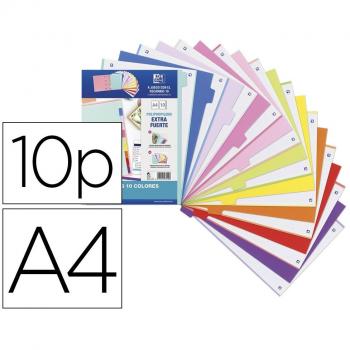 Bolsa de separadores A4 multitaladro 10 pestañas PP 500 micras