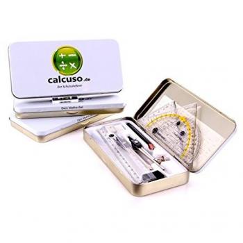 Calcuso 10‑Piece Geometry Essentials Kit – Compasses, Squares, and More in Metal Enclosure