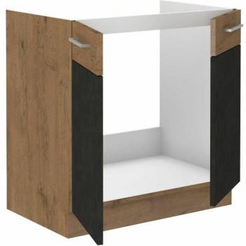ROCK Sous‑évier mélaminé : chêne lancelot / gris matera, 1 porte – L80×H82 cm