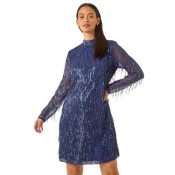 Robe à franges bleu ciel Roman