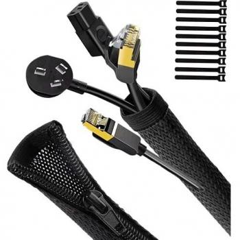 Cable Management Sleeve with Reusable Cable Ties