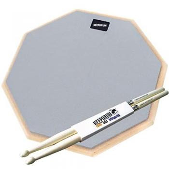 Keepdrum DP-GY12 Drum Pad Grau 12 mit Drumsticks