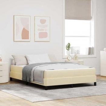 Rêve Nacré 140x200 – Lit à Ressorts, Matelas Crème, Tissu