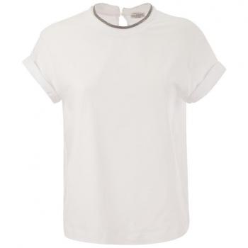 Medium White Brunello Cucinelli Women’s Relaxed Fit Cotton Top – 200