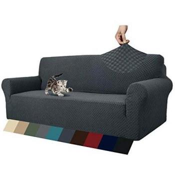 MAXIJIN Newest Jacquard Extra Large Sofa Covers for 4 Seater, Dark Grey
