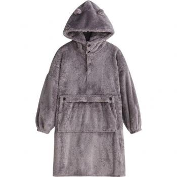 Peignoir en polaire avec capuche pour homme et femme