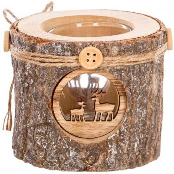 Feeric Lights & Christmas – Portacandele in Legno con Bicchiere di Renna