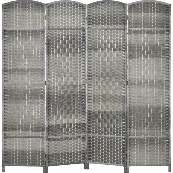 Biombo Plegable 4 Paneles 180x180 cm Pantalla de Privacidad Gris