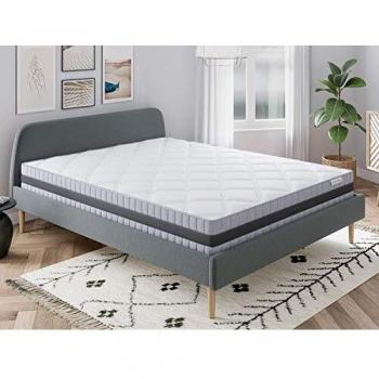 Matelas mémoire 180x200 + Lit gris foncé + sommier à lattes