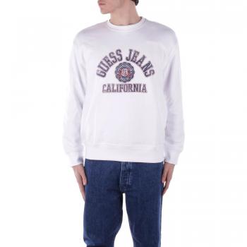 Felpa Bianco Guess Regular Fit Uomo