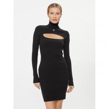 Calvin Klein Jeans 2‑in‑1 Strickkleid Tight LS – Schwarzer Slim-Fit Top mit Rock J20J222515