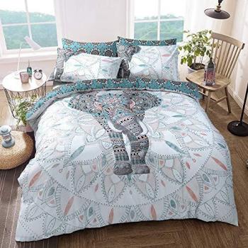 Serenity Elephant Mandala Queen Bed Sheet Collection – Reversible Polycotton