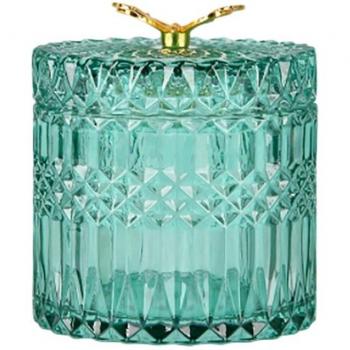 Coffret à bijoux en verre avec couvercle doré