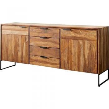 Buffet en Sheesham naturel 180 cm, 2 portes et 4 tiroirs