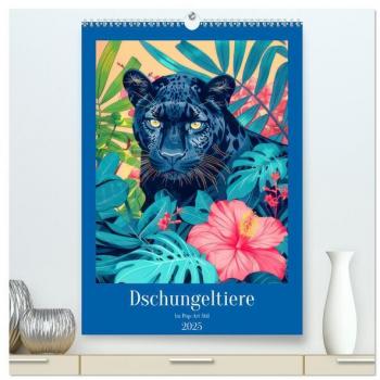 Dschungeltiere im Pop-Art Stil (hochwertiger Premium Wandkalender 2025 DIN A2 hoch) Kunstdruck in Hochglanz