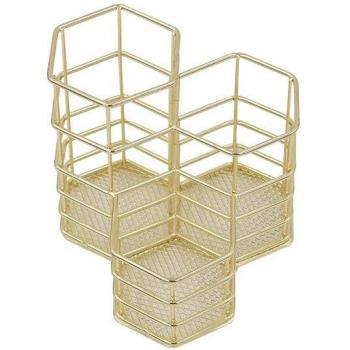 Büro Stift Organizer Schreibtisch Halter Rauten Metall Goldfarbe