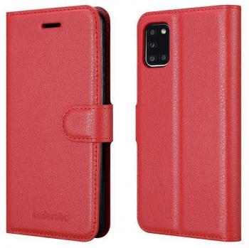 Carcasa A31 Rojo Carmín “Libro” con Magnetismo y Función de Soporte