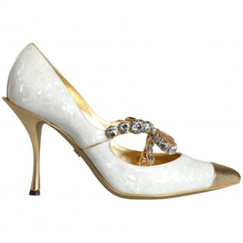 Dolce & Gabbana White Pumps with Crystal Bow
