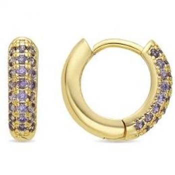 Pendientes “Krax” Lila con Oro Amarillo 18k y Circonita Amatista