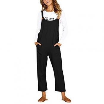 Black B-Black Long Dungaree Jumpsuit, CNFIO, M Size